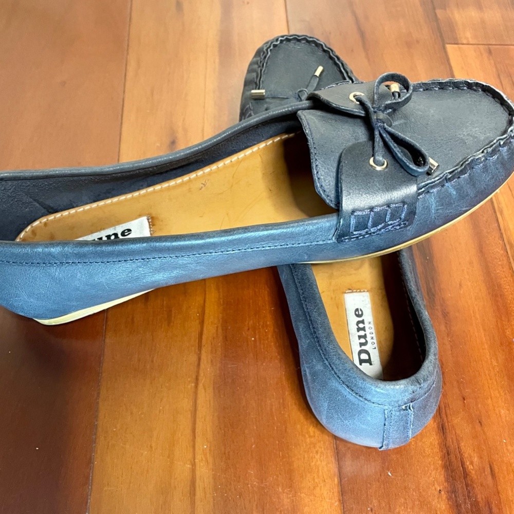 Dune London Womens Navy Blue, All Leather Loafers, Flat Shoes